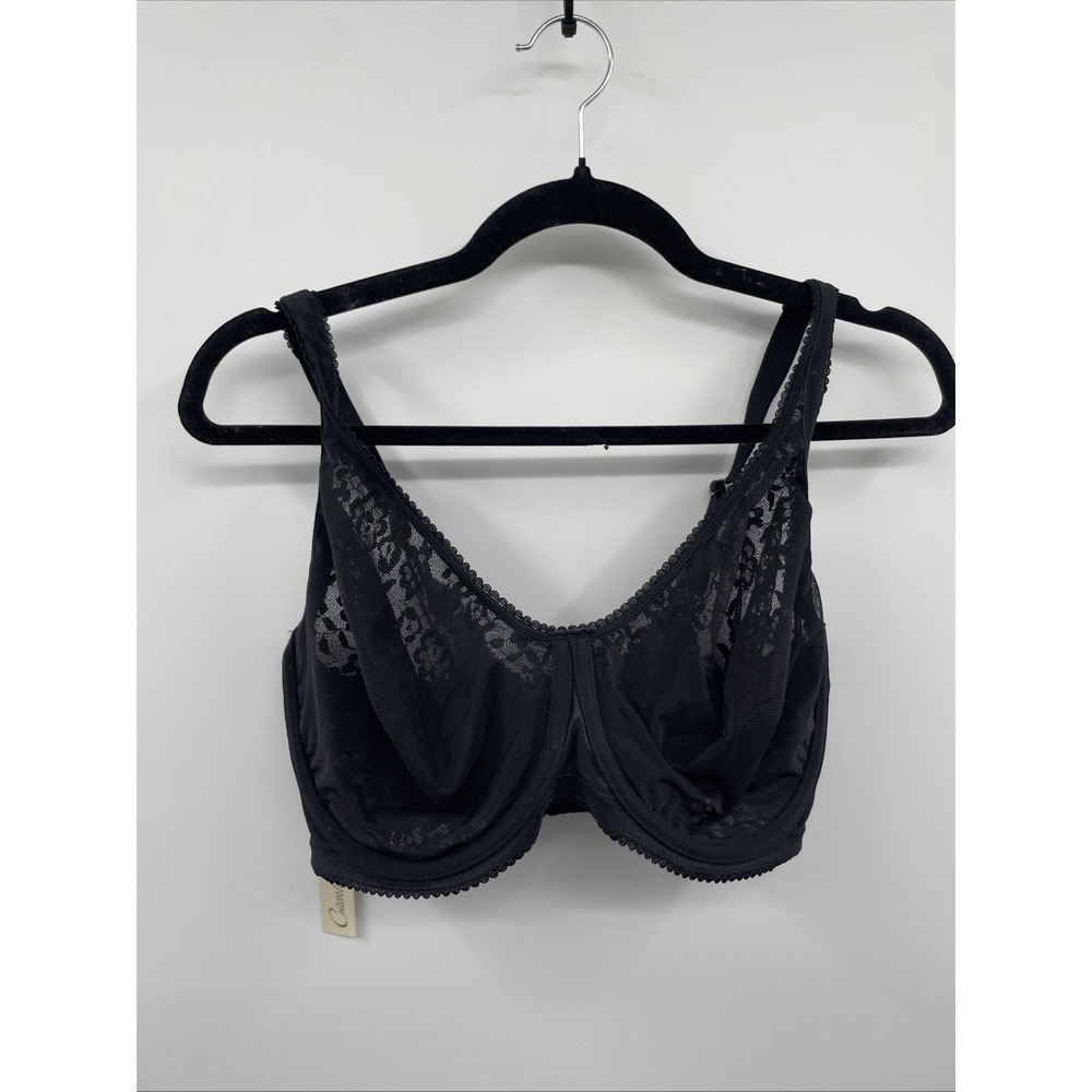 Camio Mio Balconette Bra Women's 38G Black All Over Lace Plunge Underwire NWT